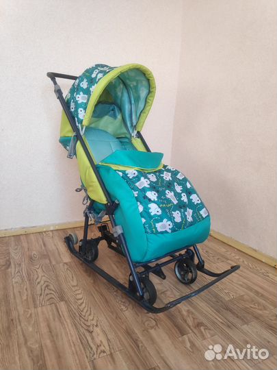 Санки коляска Ника умка с колёсами
