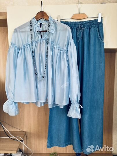 Джинсы палаццо италия тончайший деним