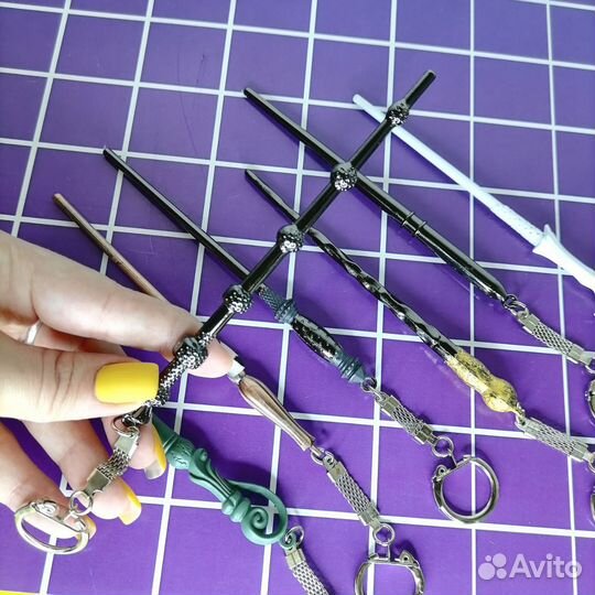 Брелок металл Гарри Поттер, волшебные палочки