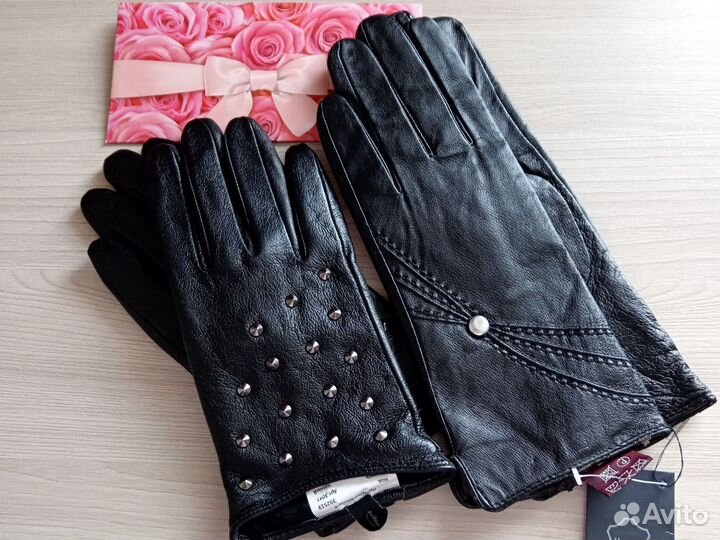 Перчатки женские кожаные новые 7.5