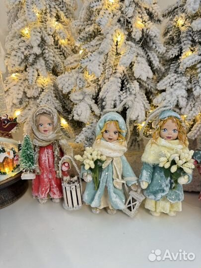 Ватная елочная игрушка ручная работа