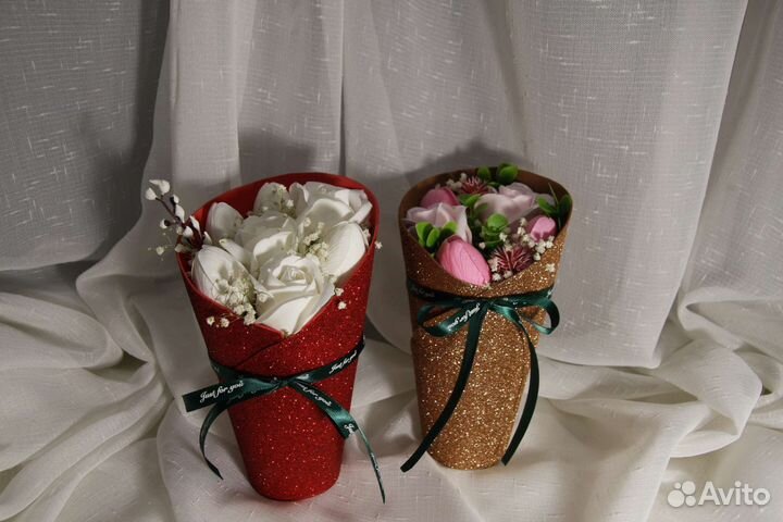 Букет роз из мыла