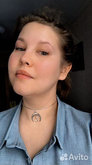 Колье чокер с лунницей и радужной каплей omj