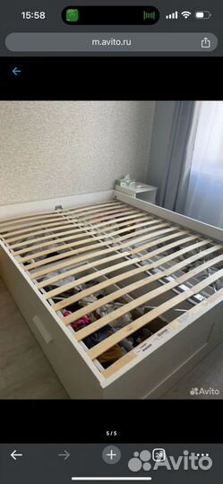 Кровать двухспальная 160 200 IKEA+2 тумбы