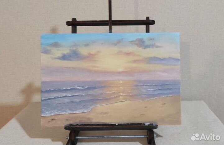 Картина маслом нежный закат на море