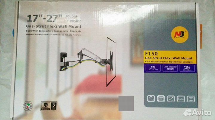 NB F150 черный газлифт vesa: 100*100, 75*75, нас