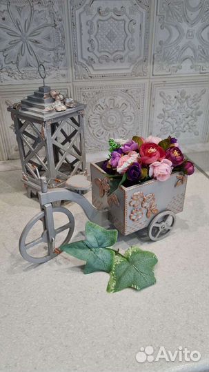 Подсвечник, деревянный декор, велосипед