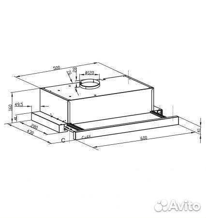 Вытяжка встраиваемая LEX hogan 600 black в Новосиб