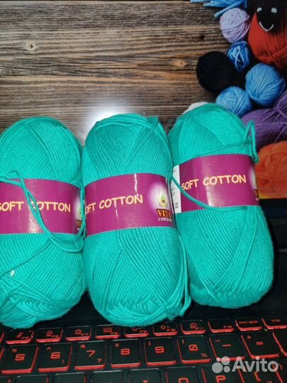 Пряжа Soft cotton,Coco print,Pelican,Alize,Ирис