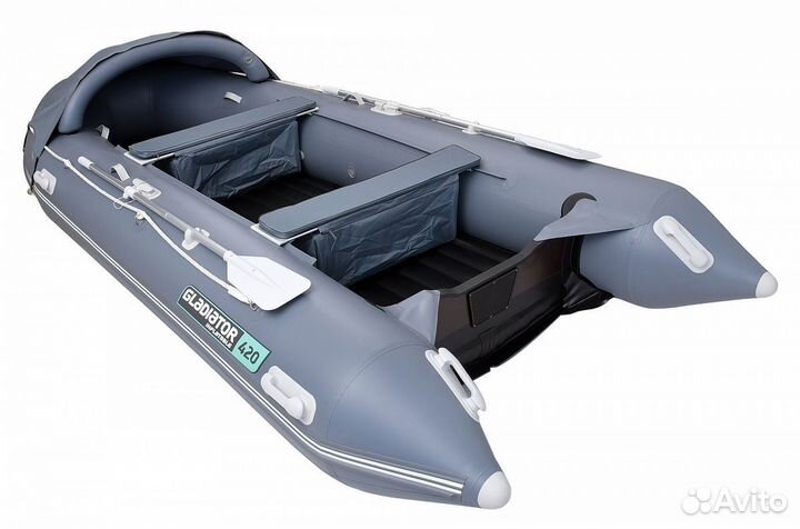 Надувная лодка gladiator E420PRO темно-серая