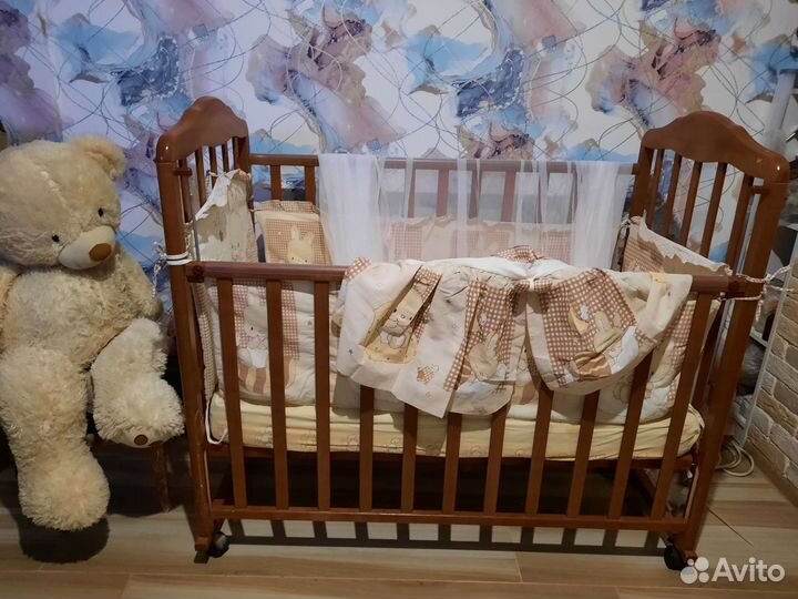 Бортики + балдахин +мобиль+ ортопедическая подушка