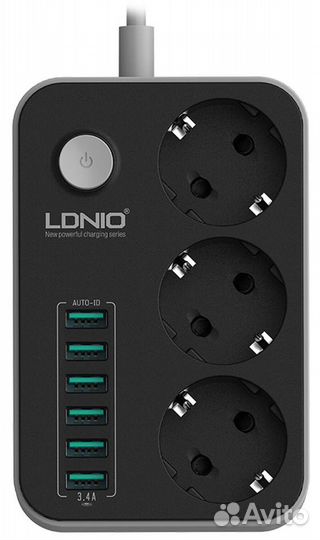 Сет. фильтр с USB ldnio SE3631 6USB*3 розетки 1,6м