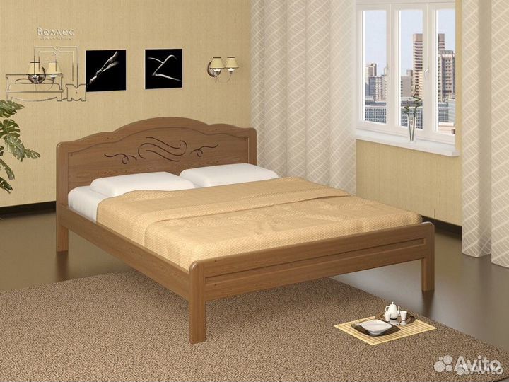 Двуспальная кровать деревянная массив