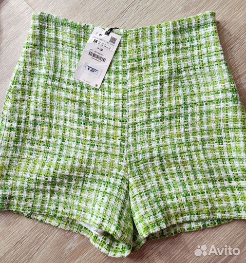 Твидовые шорты zara с этикеткой