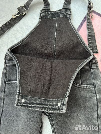 Джинсовый комбинезон на флисе 74-80
