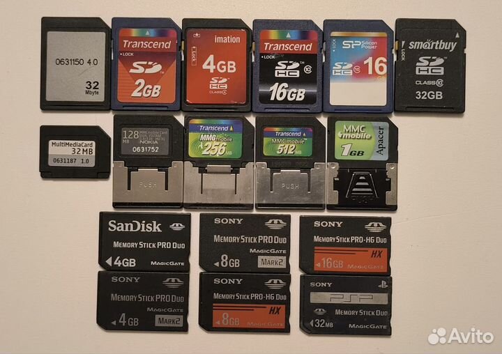 Карты памяти MMC sdhc Memory Stik
