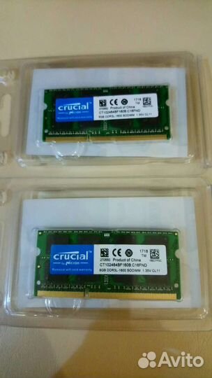 Оперативная память 16gb ddr3l Crucial 1600 2х8гб