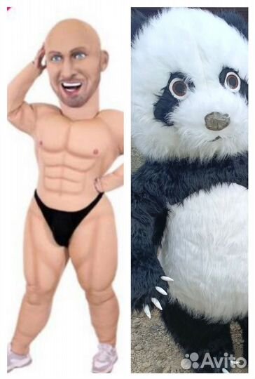 Ростовая кукла панда и Дмитрий Нагиев