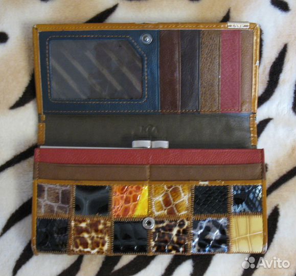 Кошелёк женский пэчворк натуральная кожа (б/у)