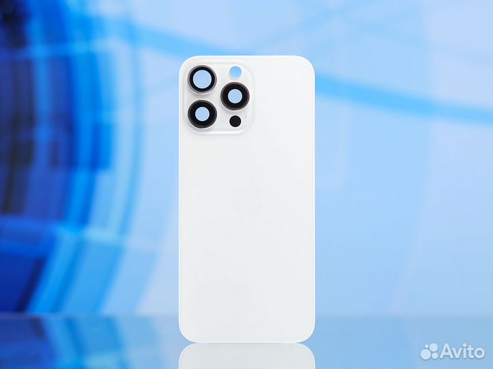 Заднее стекло для iPhone 15 Pro Max Белое в сборе