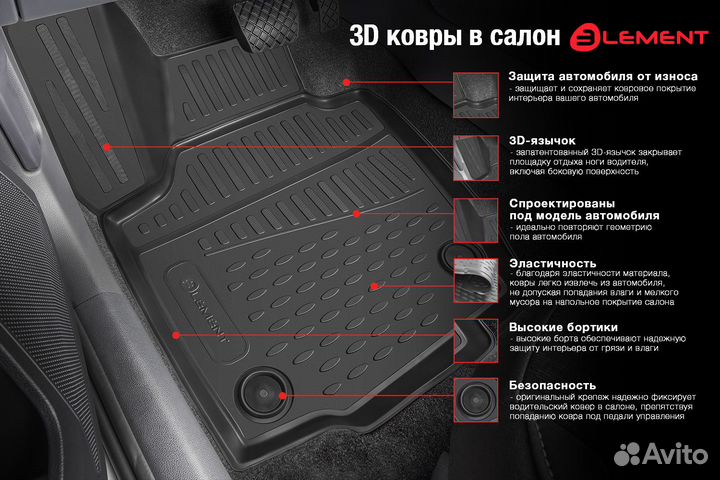 Коврики 3D в салон ford Explorer, 2015, 5 шт. (полиуретан) / Форд Эксплорер