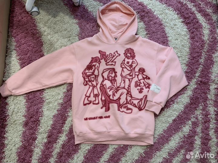 Худи розовое оверсайз