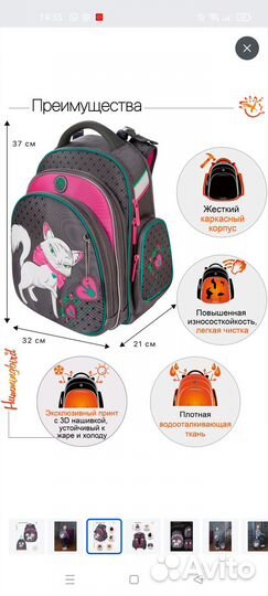 Рюкзак школьный для девочки фирмы Hummingbird
