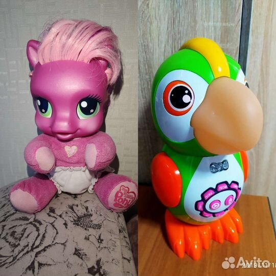 Обучающий говорящий попугай и Пони