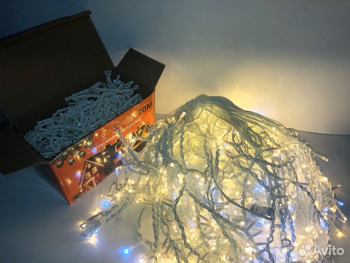 Гирлянда уличная 20 м желтая