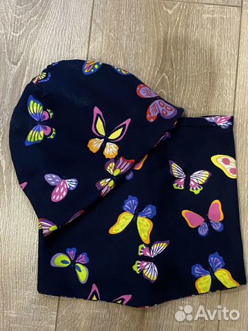 Комплект шапка и снуд двусторонние для девочки