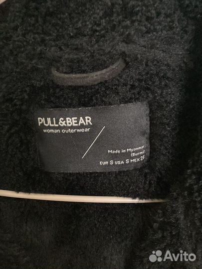 Дубленка авиатор pull and bear женская черная