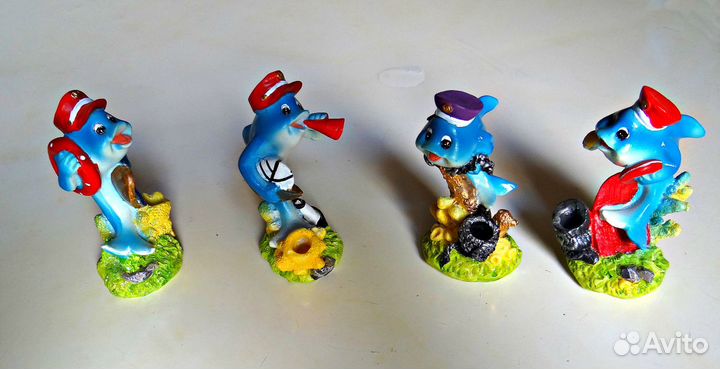 Набор статуэток дельфины с рыбками + шкатулки