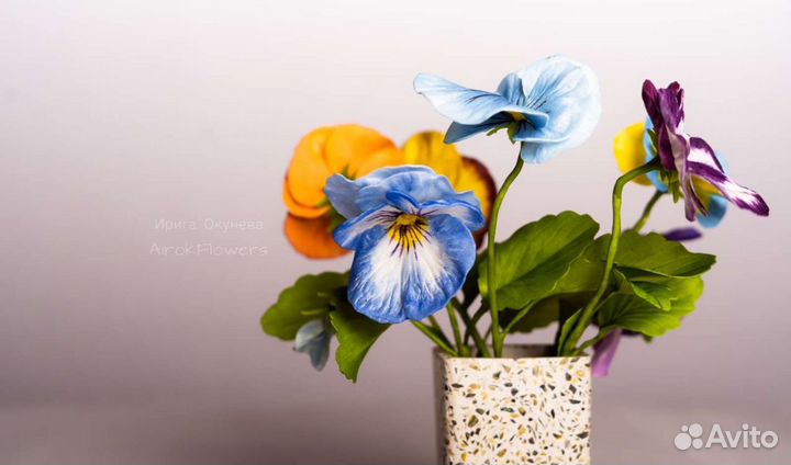 Анютины глазки из фоамирана