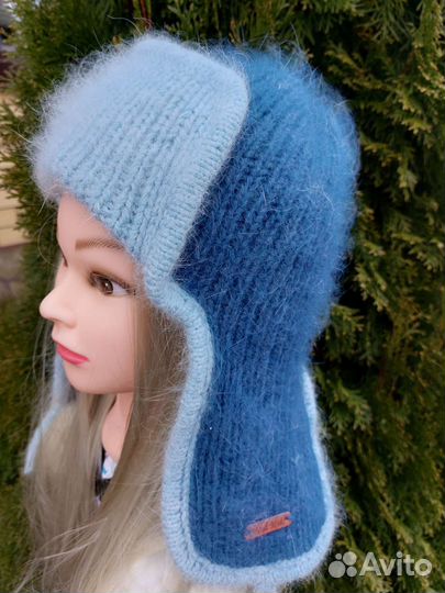 Шапка ушанка из пуха норки