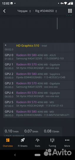 Риг на 7 картах rx570 и rx580 4gb