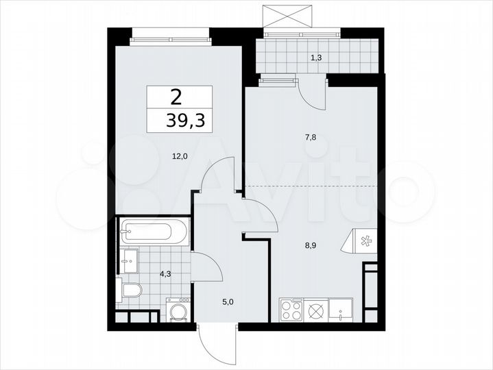 2-к. квартира, 39,3 м², 13/17 эт.