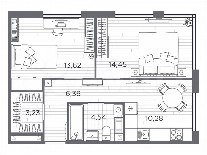 2-к. квартира, 52,5 м², 4/5 эт.