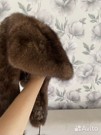 Норковая вязаная шапка женская