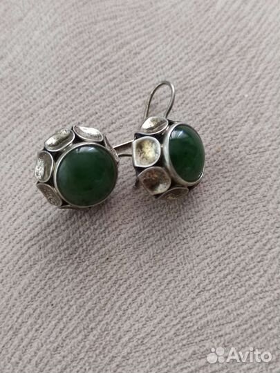 Серьги серебро СССР 875 проба
