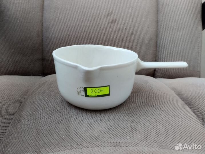 Кастрюля фарфоровая лабораторная с ручкой