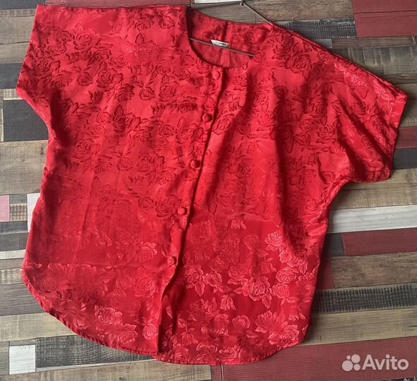 Блуза алая винтаж 80-е гг