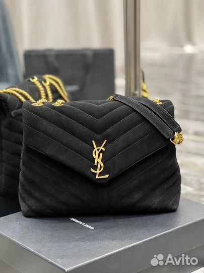 Сумка Saint Laurent YSL стёганая замша чёрная