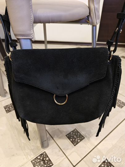 Сумка mango натуральная замша с бахромой