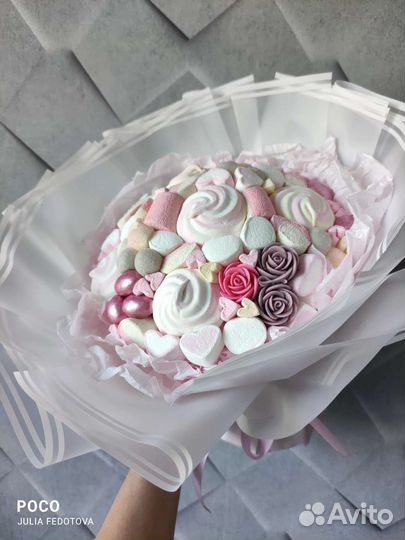 Съедобные букеты из зефира, букет из конфет