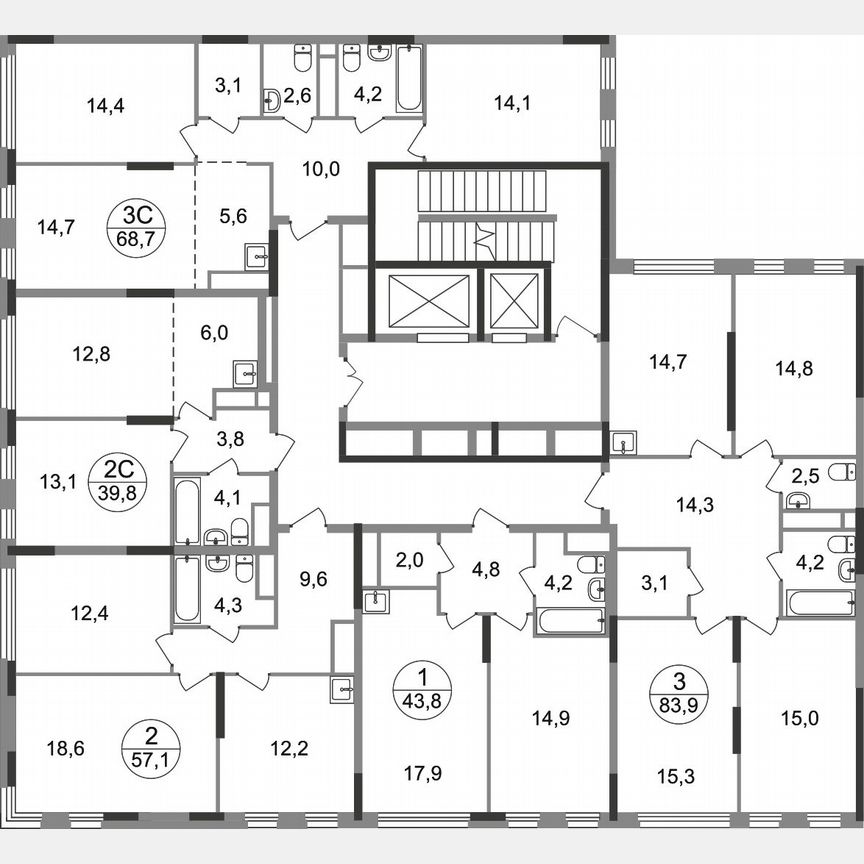 3-к. квартира, 68,7 м², 5/17 эт.