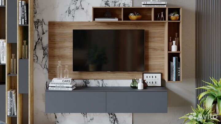 Модульная гостиная «Порто» Яблоня Беллуно, Графит