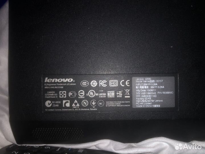 Ноутбук Lenovo g580 (20157)