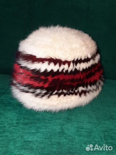 Шапка женская вязаный мех норка