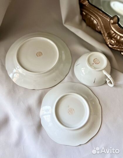 Чайное трио фарфор винтаж Weisswasser Германия
