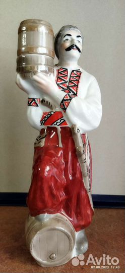 Редкий фарфоровый штоф графин «Казак» Киев